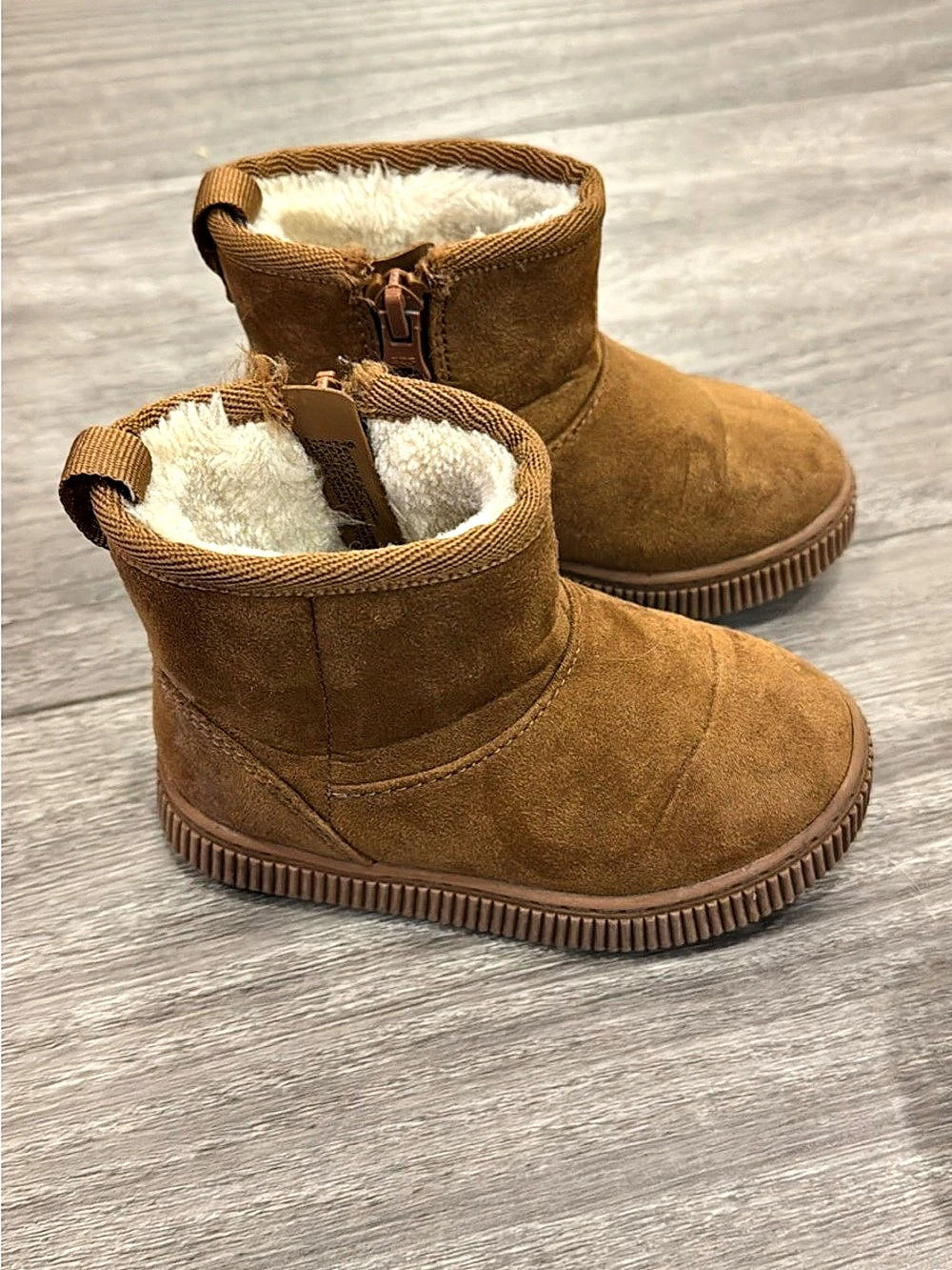 Cat & Jack Toddler Faux Shearling Winter Boots Brown Toddler Size 5 & Size 6
